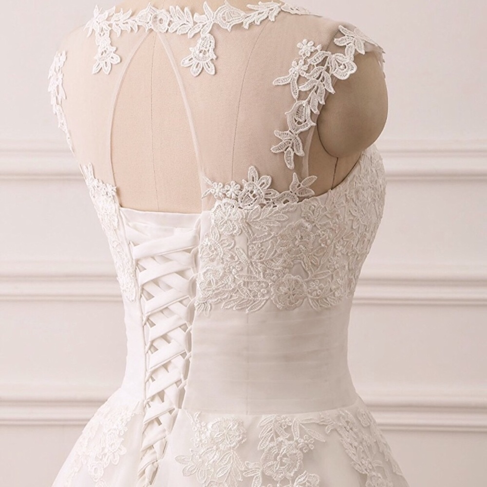 Plus friendly❤️Audrey Hepburn Courthouse Ivory Tulle Wedding Gown,2-26W - Picture 6 of 8